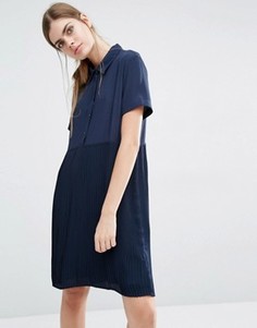 Платье-рубашка с юбкой в складку Suncoo Calle - Темно-синий