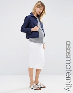 Трикотажная юбка-карандаш миди для беременных ASOS Maternity - Белый