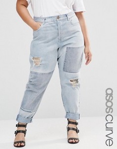 Джинсы бойфренда с нашивками ASOS CURVE Brady - Синий