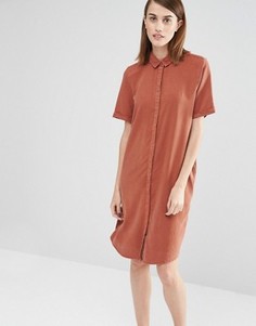 Платье-рубашка с короткими рукавами Selected Vilo - Коричневый