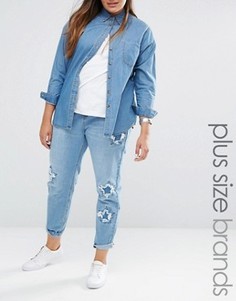 Рваные джинсы с отделкой в виде звезд Boohoo Plus - Синий
