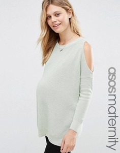 Джемпер для беременных с вырезами на плечах ASOS Maternity - Зеленый
