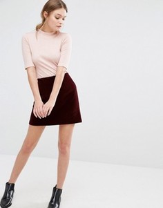 Бархатная стеганая юбка-трапеция мини New Look - Красный