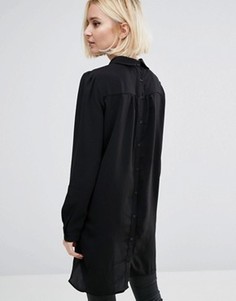 Длинная рубашка с боковой застежкой на пуговицы Vero Moda - Черный