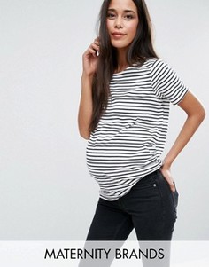 Футболка в полоску для беременных New Look Maternity - Белый