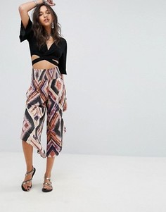 Брюки без застежки с широкими штанинами и асимметричным краем Free People Miranda - Мульти