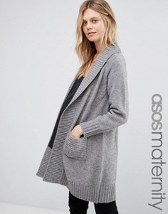 Пальто-кардиган со спинкой в рубчик для беременных ASOS Maternity - Серый