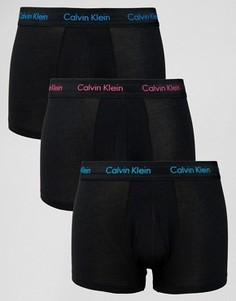 Набор из 3 эластичных хлопковых боксеров-брифов с заниженной талией Calvin Klein - Черный