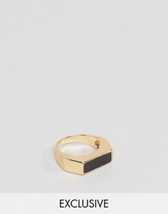 Золотистое кольцо геометрической формы с камнем DesignB London - Золотой