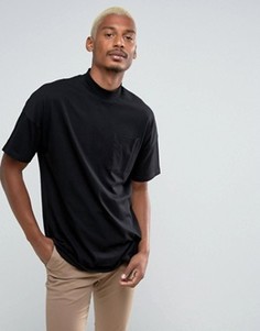 Черная свободная футболка с карманом ASOS - Черный