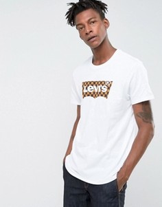 Футболка с принтом в клетку Levis - Белый