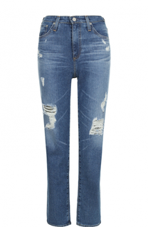 Укороченные джинсы прямого кроя с потертостями Ag