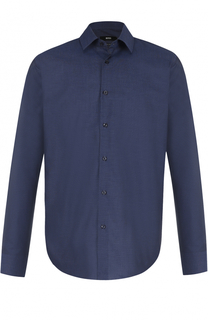 Хлопковая сорочка с воротником кент BOSS