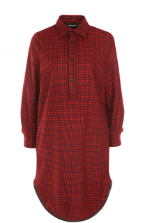 Шерстяное платье-рубашка в клетку Dsquared2