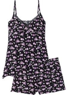 Пижама (черный в цветочек) Bonprix