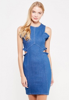 Платье джинсовое LOST INK CUTOUT FRILL DENIM BODYCON DRESS