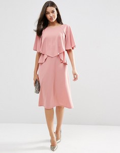 Пышное платье миди с рюшами ASOS - Желтый