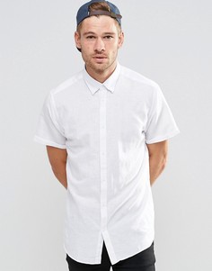 Рубашка из смешанного льна с короткими рукавами Selected Homme - Белый