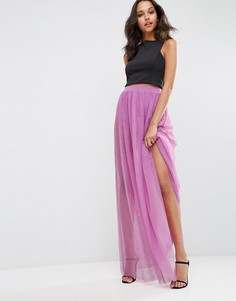 Полупрозрачная юбка макси с короткими шортами ASOS - Фиолетовый