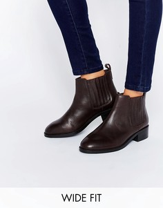 Кожаные ботинки челси для широкой стопы ASOS ABOUT TIME - Красный