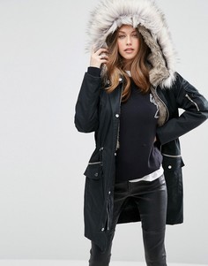 Парка со съемной подкладкой из искусственного меха ASOS - Черный