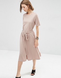 Платье миди с завязкой спереди ASOS - Бежевый
