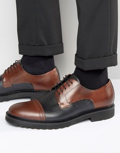 Туфли дерби с контрастным носком и фактурной вставкой BOSS By Hugo Boss - Коричневый