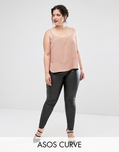 Стретчевые брюки суперузкого кроя из искусственной кожи ASOS CURVE - Черный