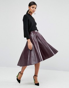 Короткая расклешенная юбка из искусственной кожи ASOS - Фиолетовый