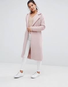 Фактурное пальто макси Missguided - Розовый