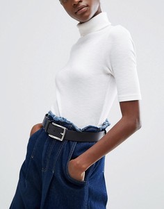 Кожаный ремень для джинсов ASOS - Черный