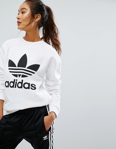 Oversize-свитшот с логотипом-трилистником adidas Originals - Белый