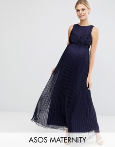 Плиссированное платье макси для беременных ASOS Maternity - Синий