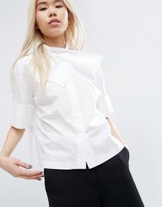Рубашка с перекрестной отделкой на вороте ASOS WHITE - Белый