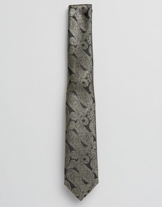 Золотистый галстук с узором пейсли ASOS - Черный