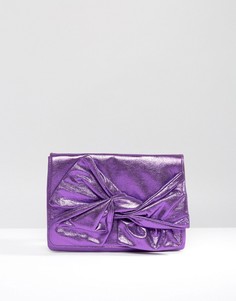 Клатч металлик с бантом ASOS - Фиолетовый
