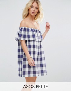 Сарафан в клеточку с открытыми плечами ASOS PETITE - Мульти