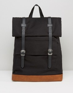 Парусиновый рюкзак с длинными ремешками и пряжками ASOS - Черный