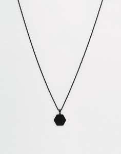 Черное матовое ожерелье с медальоном-шестигранником Chained & Able - Черный