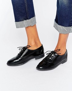 Черные туфли на плоской подошве и шнуровке Daisy Street - Черный