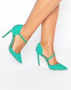 Асимметричные остроносые туфли на высоком каблуке ASOS PETAL - Зеленый