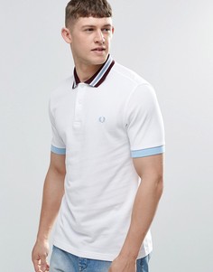 Белая футболка-поло слим с полосками Fred Perry - Белый