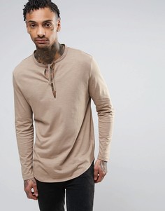 Длинный лонгслив с завязкой у горловины ASOS - Коричневый