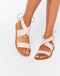 Кожаные сандалии на шнуровке ASOS FRECKLES - Розовый