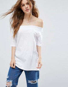 Свободная футболка с открытыми плечами ASOS - Белый