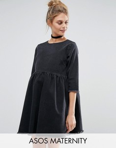 Черное выбеленное платье с присборенной юбкой ASOS MATERNITY - Черный
