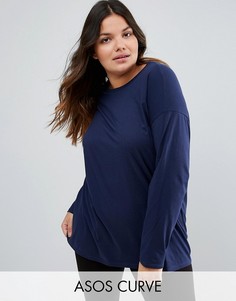 Oversize-футболка с длинными рукавами ASOS CURVE Ultimate - Темно-синий