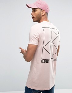 Длинная футболка с геометрическим принтом ASOS - Розовый