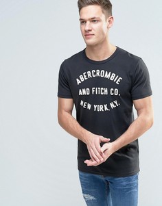 Узкая футболка с аппликацией логотипа Abercrombie & Fitch - Черный