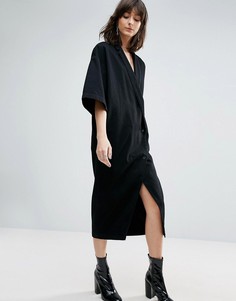 Черное джинсовое платье-кимоно на пуговицах ASOS WHITE - Черный